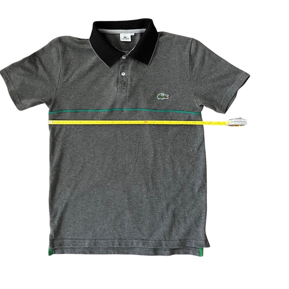Vintage Lacoste Short Sleeve Polo Shirt Mens L Grey Green Stripe Croc 90s Sport - Picture 8 of 10